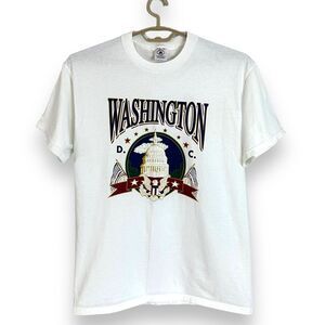 Washington DC T Shirt Vintage Delta Pro Weight Cotton Eagle Flag Puff Print L